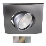 Foco basculante cuadrado empotrar 105mm, para Lámpara GU10/MR16, Níquel Mate, Cuero ó Titanio